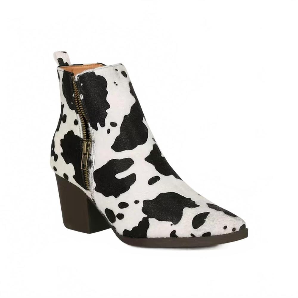NEW MATA SHOES women's celeste ankle bootie in white/black cow